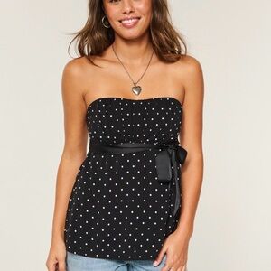 NWT Hollister Black and White Babydoll Top